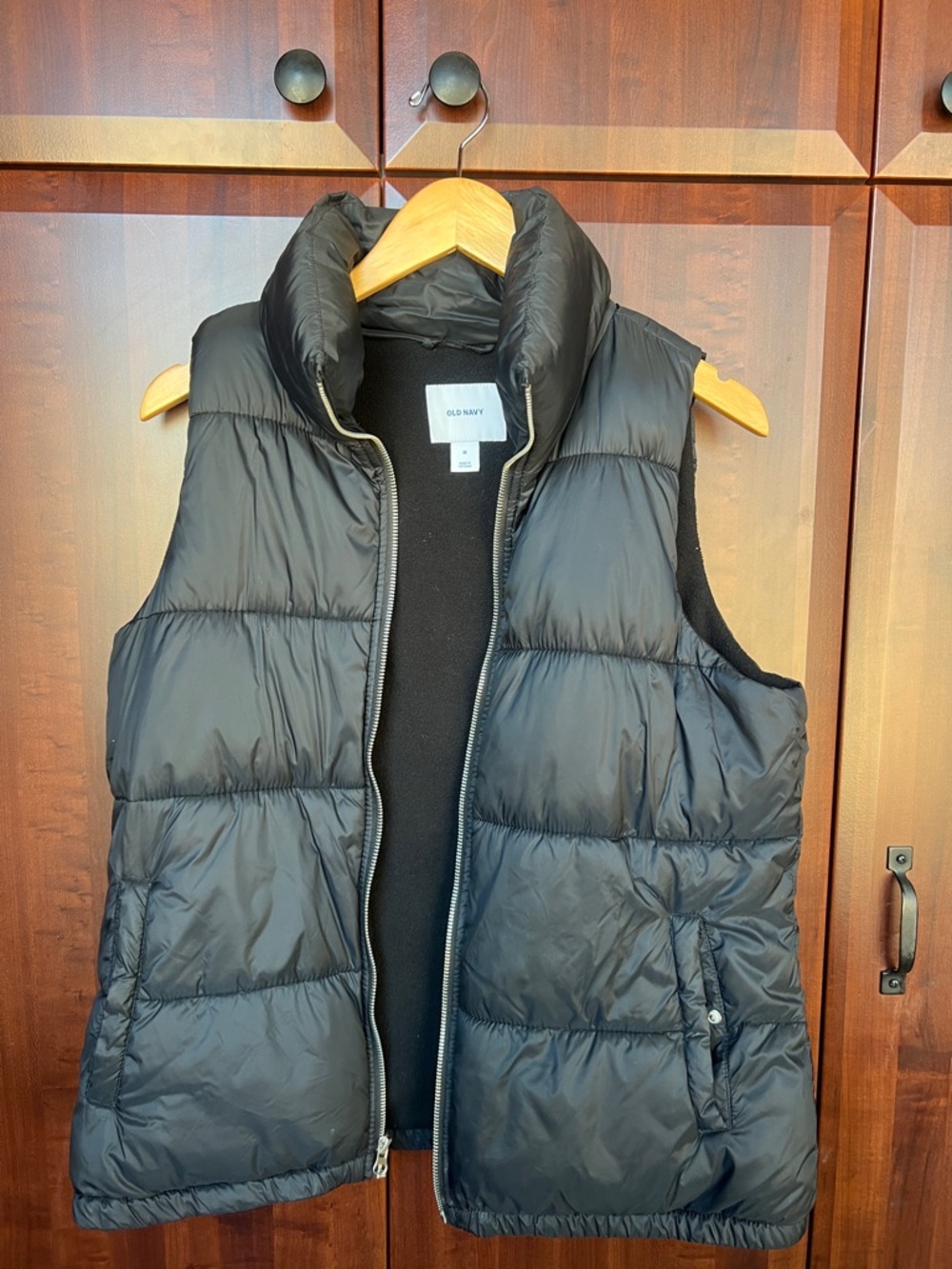 Old Navy Black Quilted Puffer Vest with High Collar